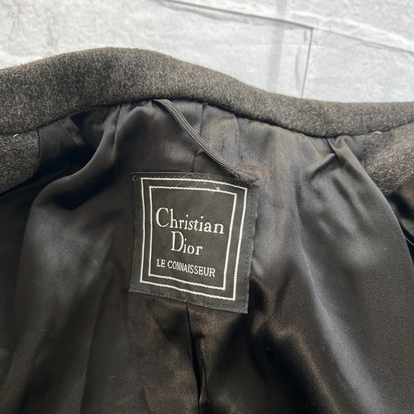 Vintage Christian Dior pure wool dark charcoal gray peacoat size - Picture 3 of 17